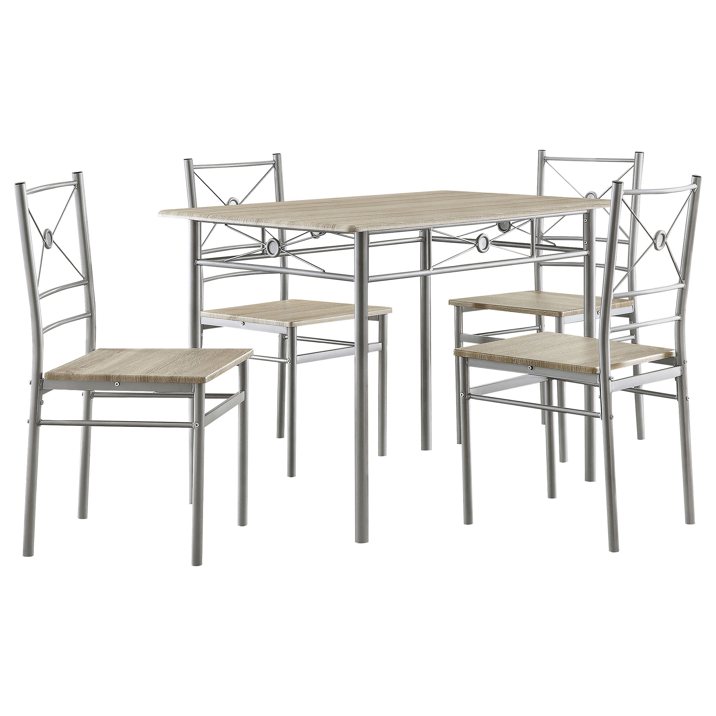 Anna Fontana 5-piece Rectangular Dining Set Brushed Silver