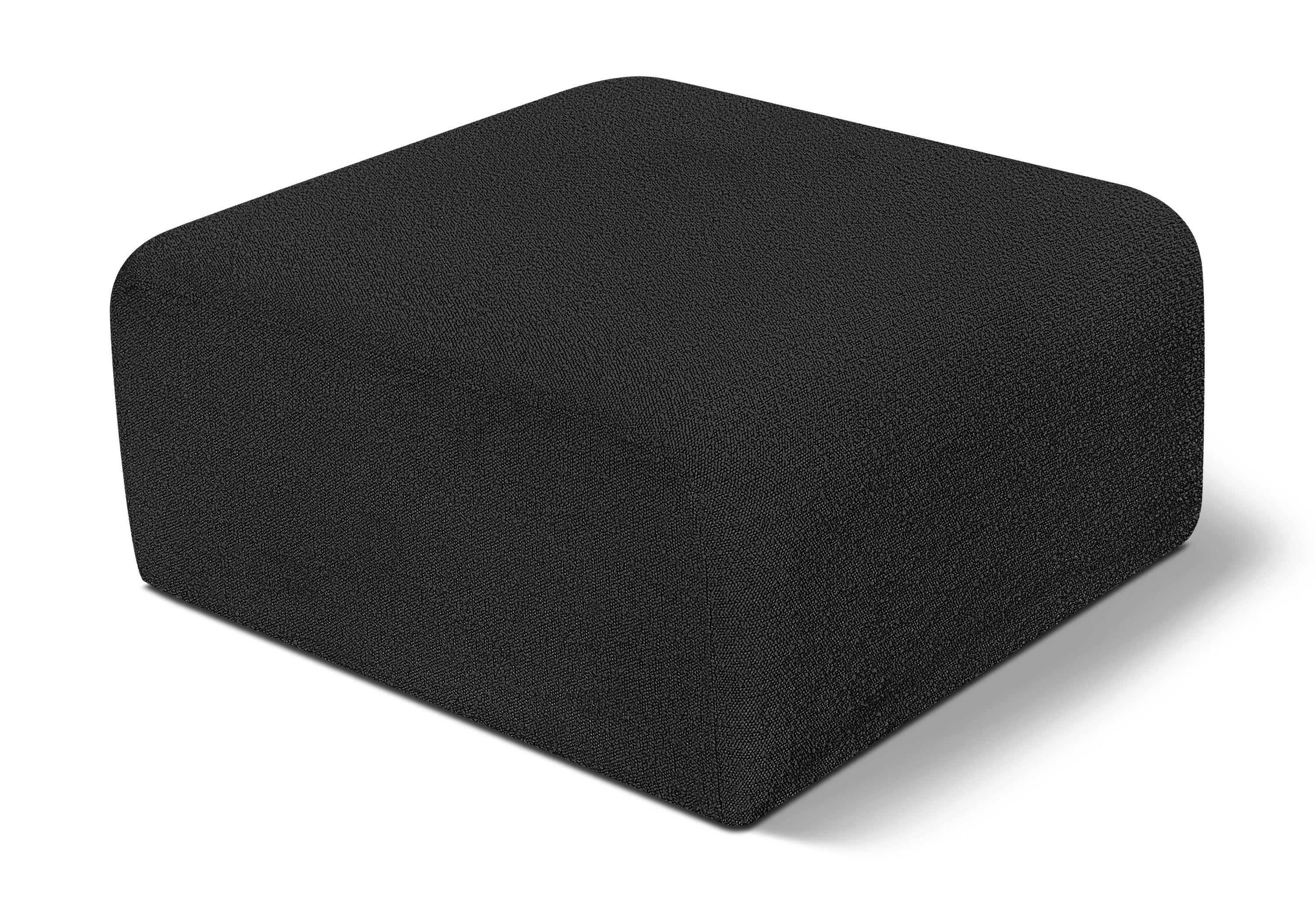 Arc Black Boucle Fabric Ottoman