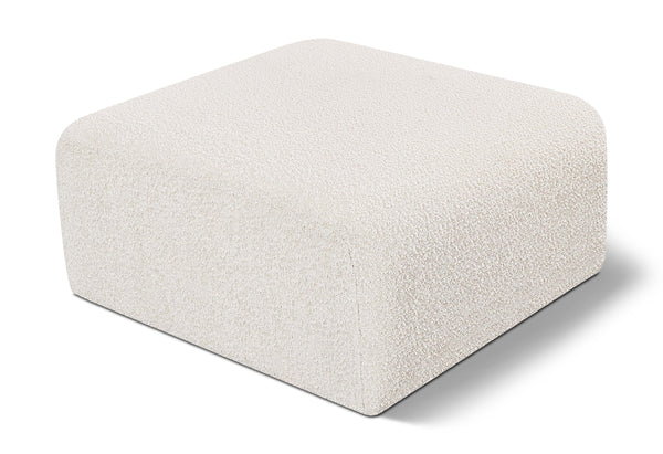 Arc Cream Boucle Fabric Ottoman