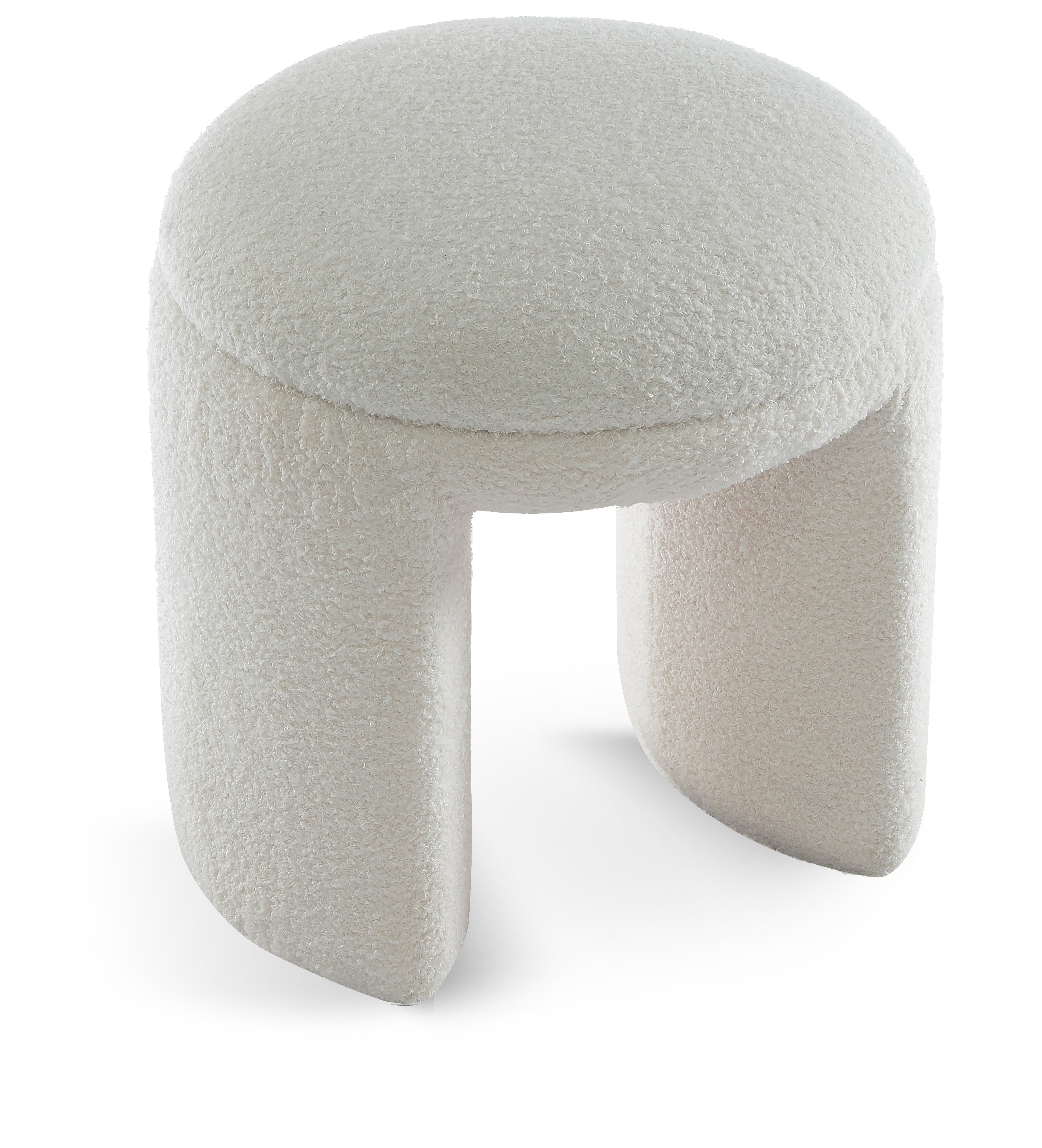 Bowen Cream Faux Shearling Teddy Fabric Ottoman/Stool