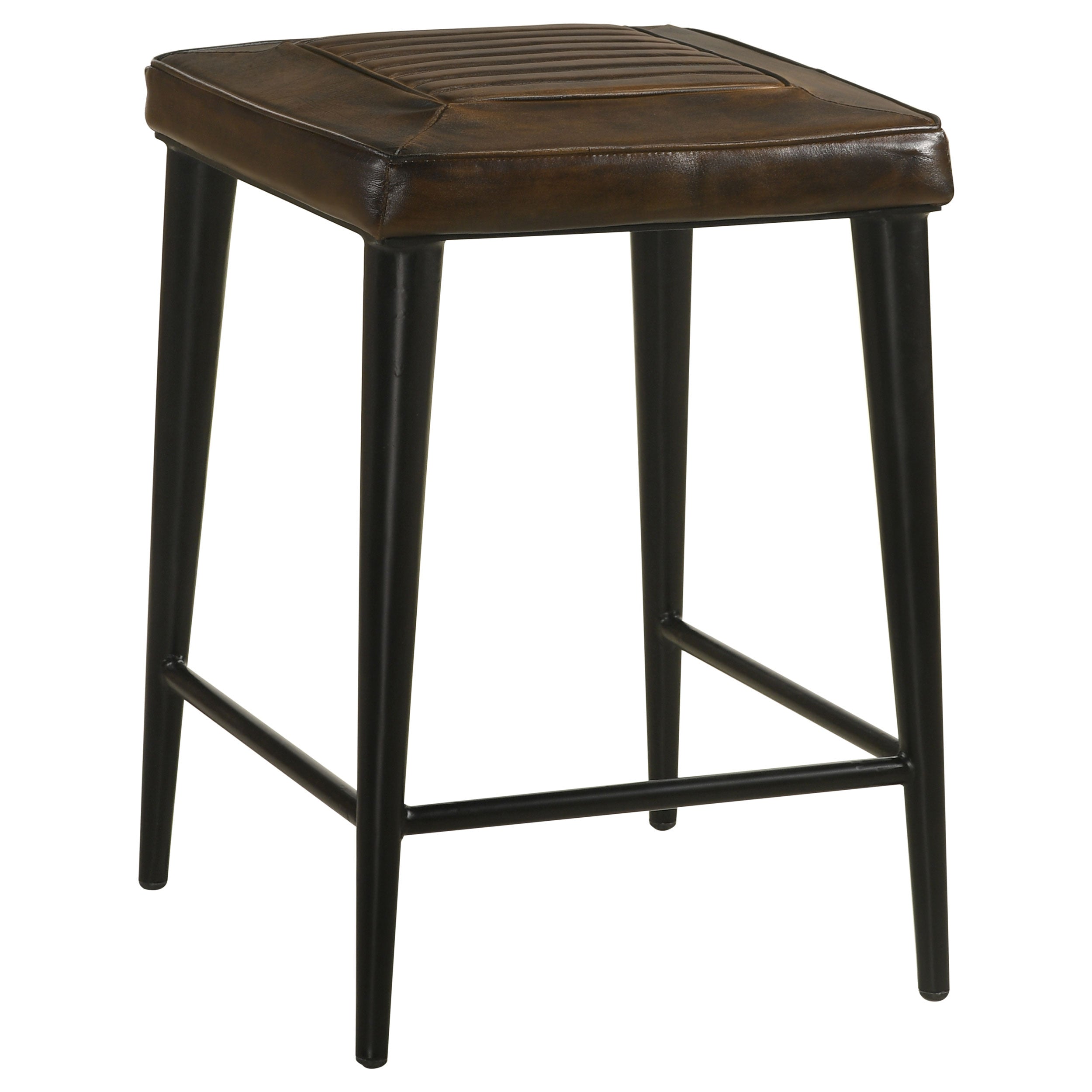 Alvaro Leather Upholstered Backless Counter Height Stool Antique Brown and Black (Set of 2)