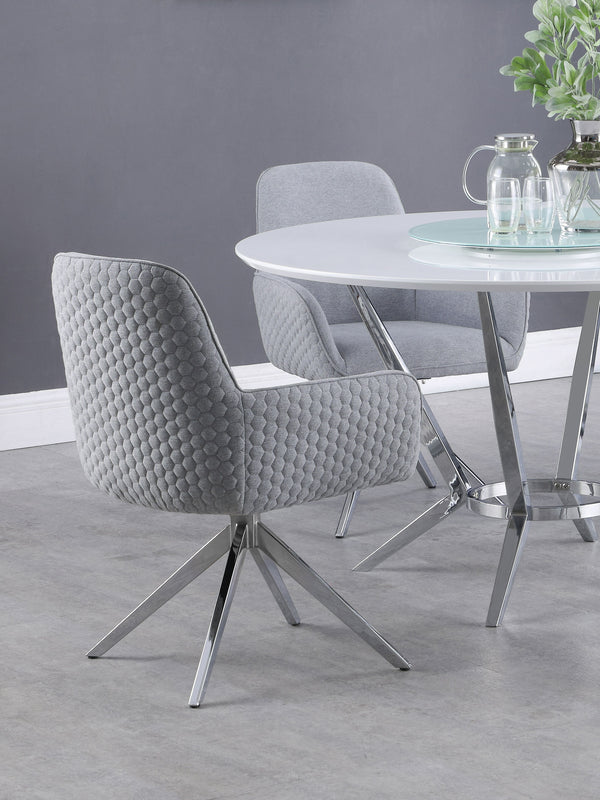 Abby Flare Arm Side Chair Light Grey and Chrome