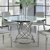 Irene Round Glass Top Dining Table White and Chrome