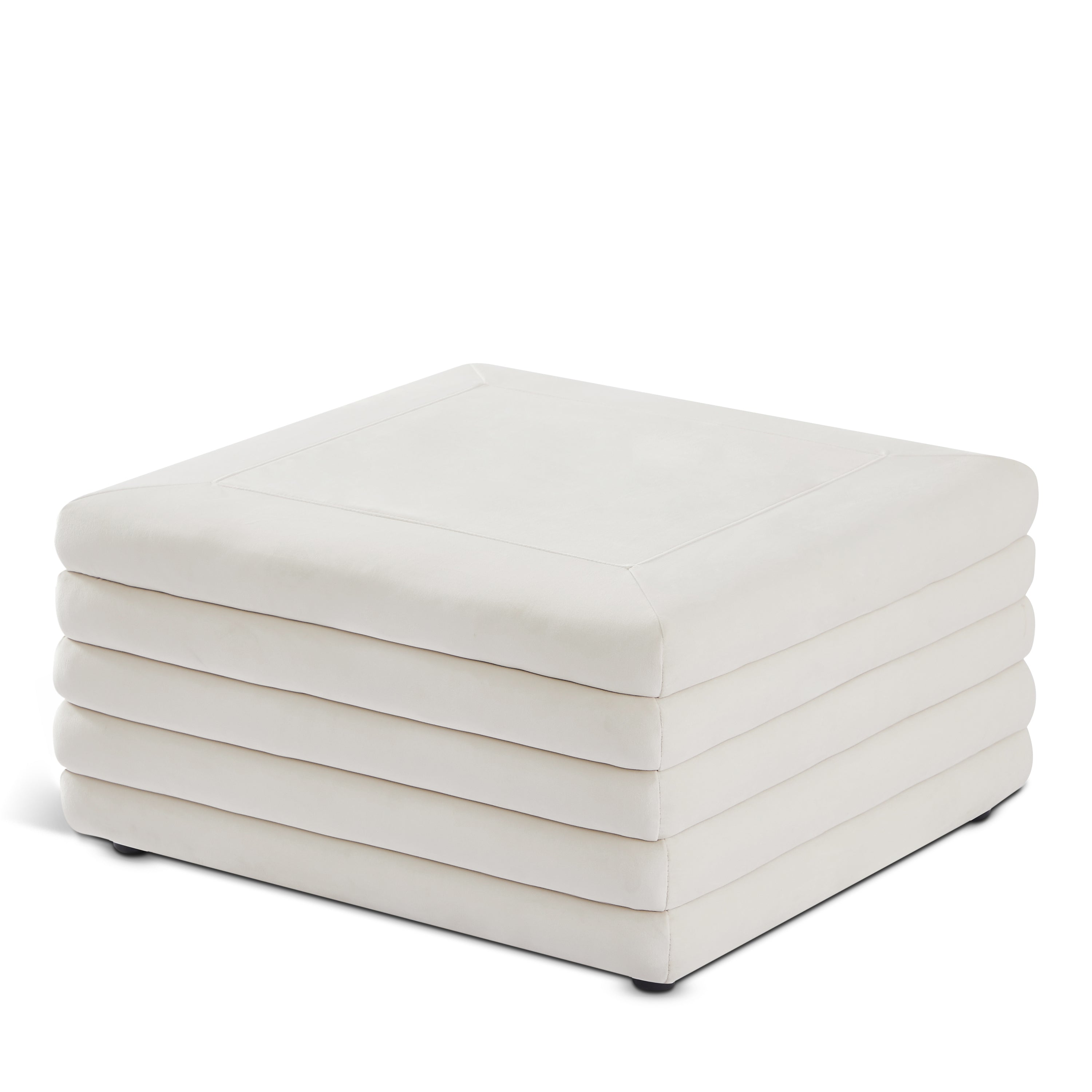 Lorenzo Cream Velvet Ottoman