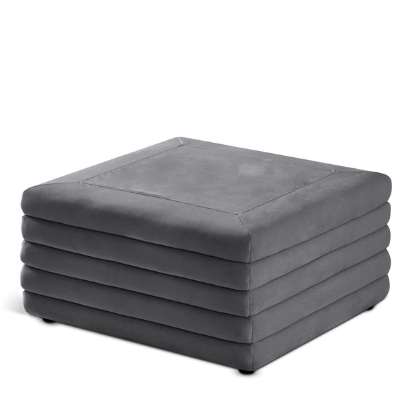 Lorenzo Grey Velvet Ottoman