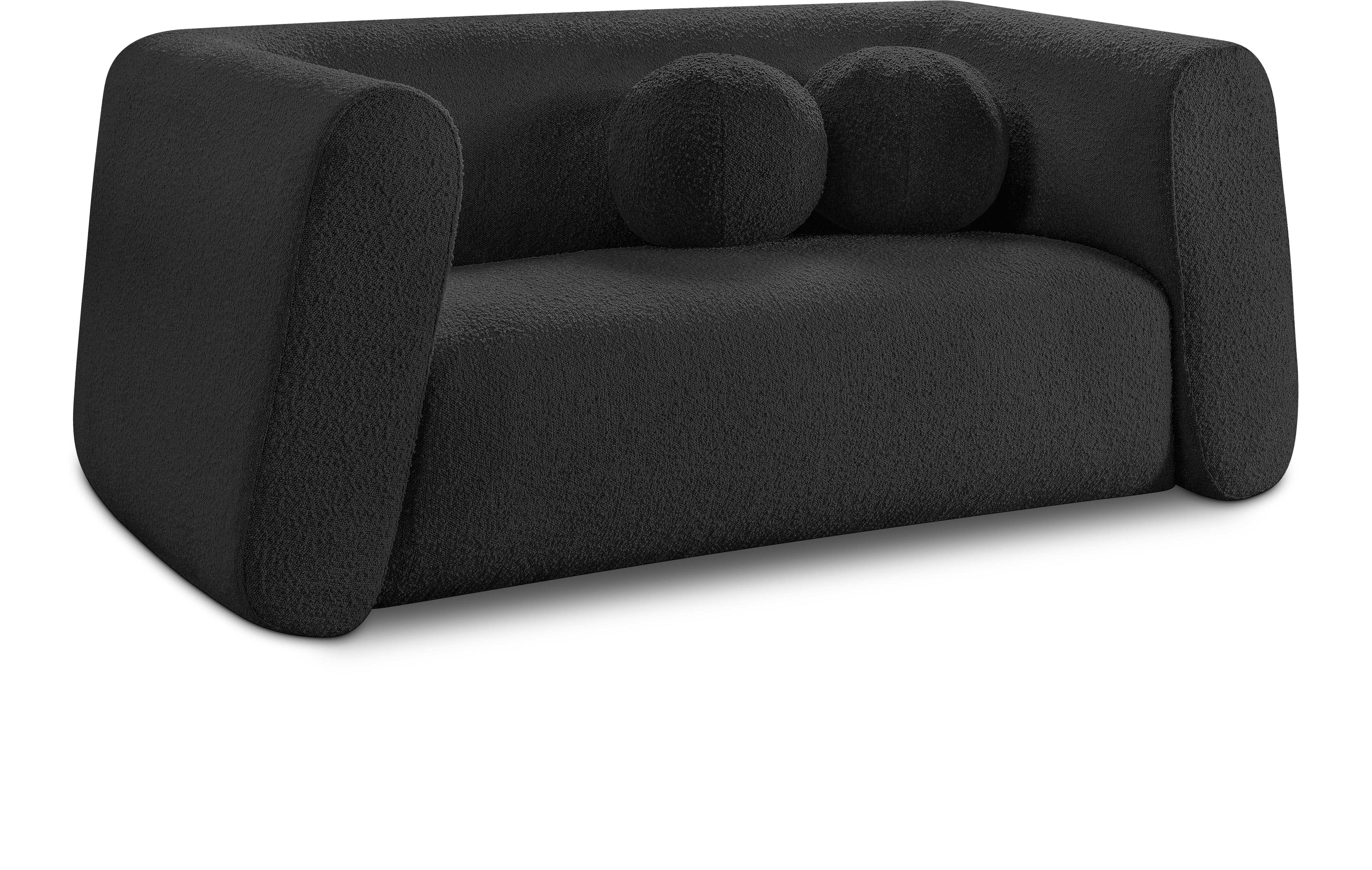 Abbington Black Boucle Fabric Loveseat