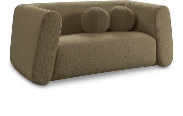 Abbington Olive Boucle Fabric Loveseat