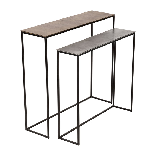 Metal,s/2 32x29/35x33" Nested Side Tables,gld/slvr