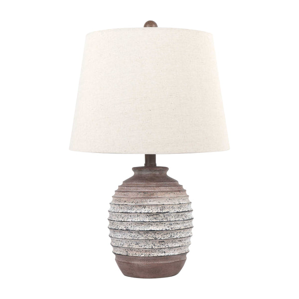 Resin 22" Ribbed Table Lamp, Natural