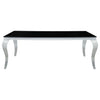 Carone Rectangular Glass Top Dining Table Black and Chrome