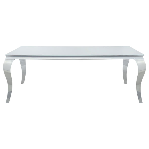 Carone Rectangular Glass Top Dining Table White and Chrome