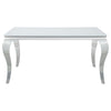 Carone Rectangular Glass Top Dining Table White and Chrome