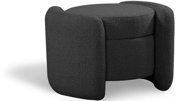 Horizon Black Boucle Fabric Ottoman