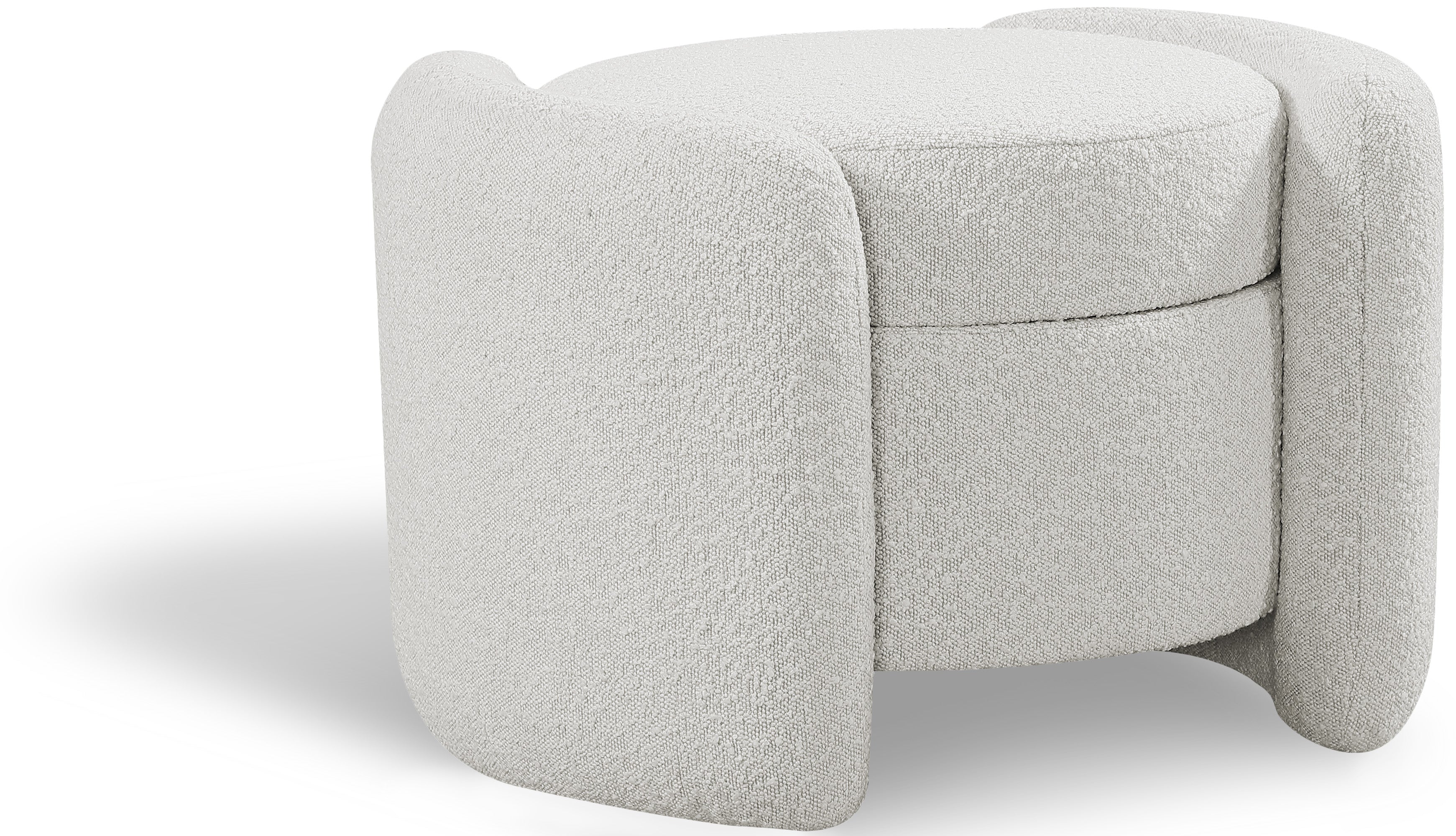 Horizon Cream Boucle Fabric Ottoman