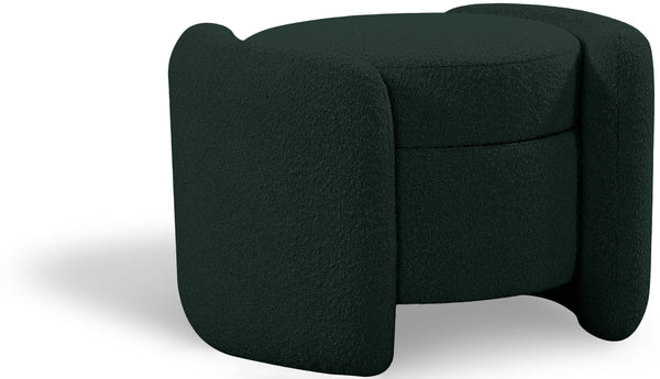 Horizon Green Boucle Fabric Ottoman