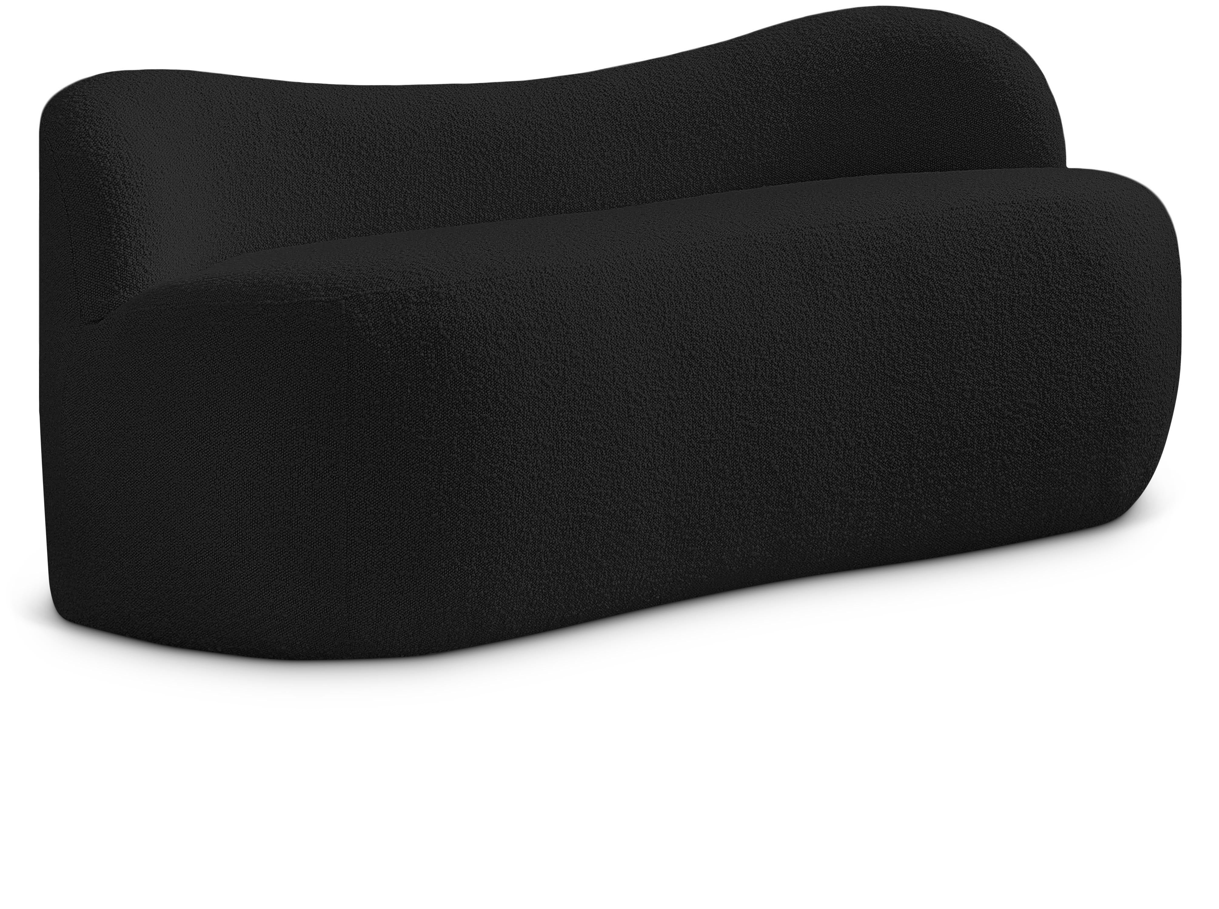 Flair Black Boucle Fabric Bench