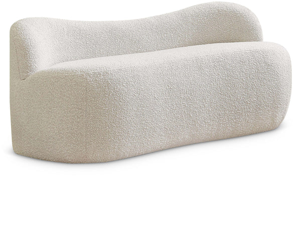 Flair Cream Boucle Fabric Bench