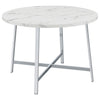 Alcott Round Faux Carrara Marble Top Dining Table Chrome