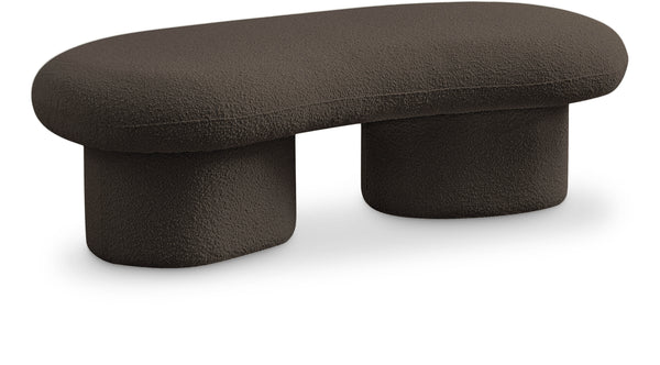 Luka Brown Boucle Fabric Bench