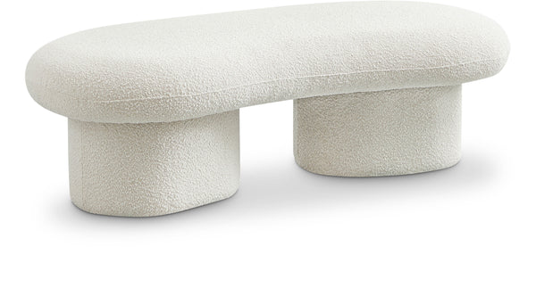 Luka Cream Boucle Fabric Bench