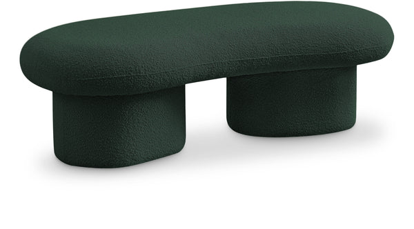 Luka Green Boucle Fabric Bench