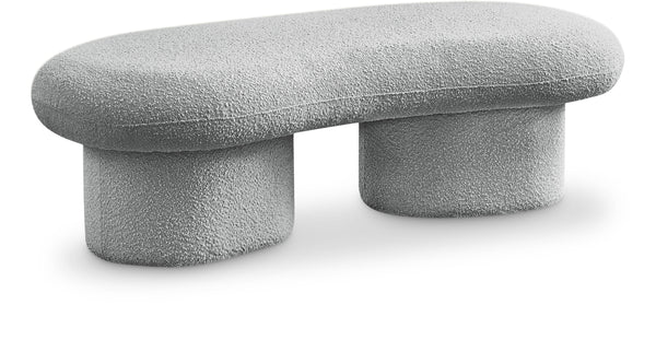 Luka Grey Boucle Fabric Bench