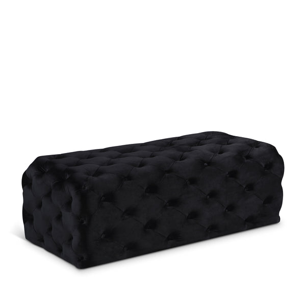 Casey Black Velvet Ottoman/Bench