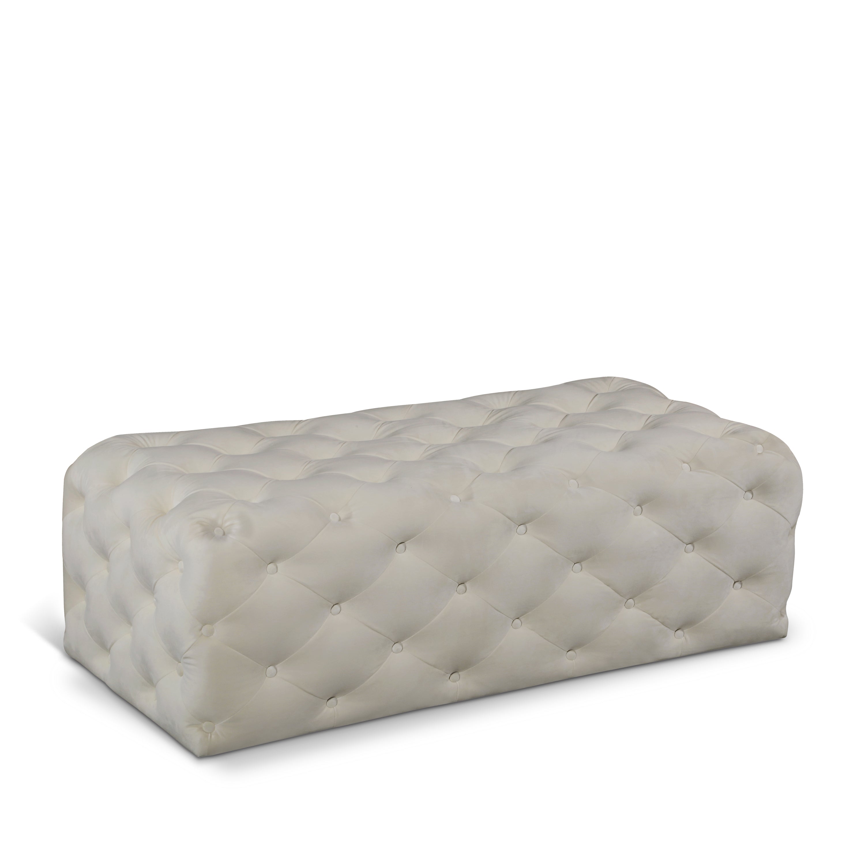 Casey Cream Velvet Ottoman/Bench