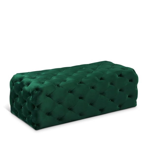 Casey Green Velvet Ottoman/Bench