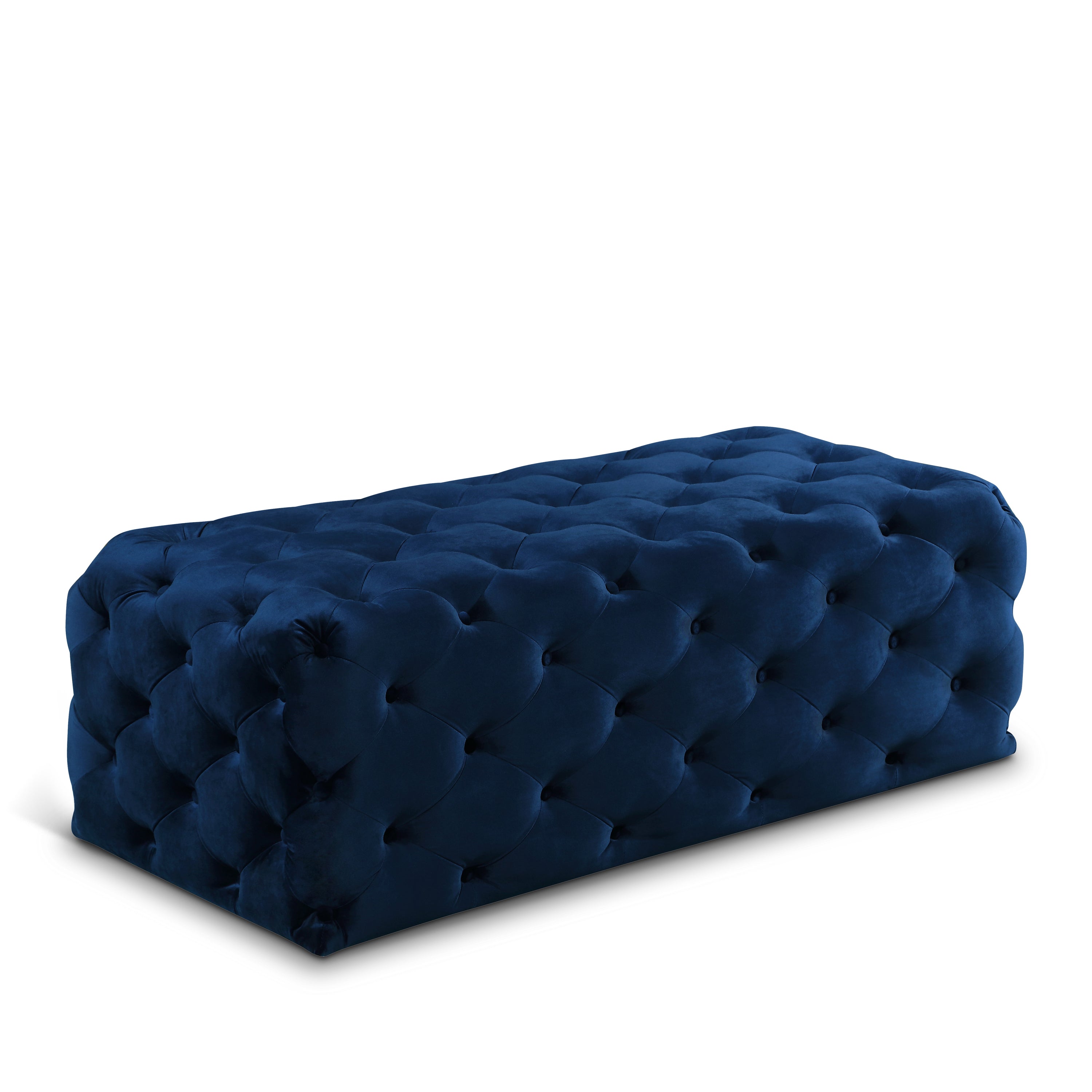 Casey Navy Velvet Ottoman/Bench