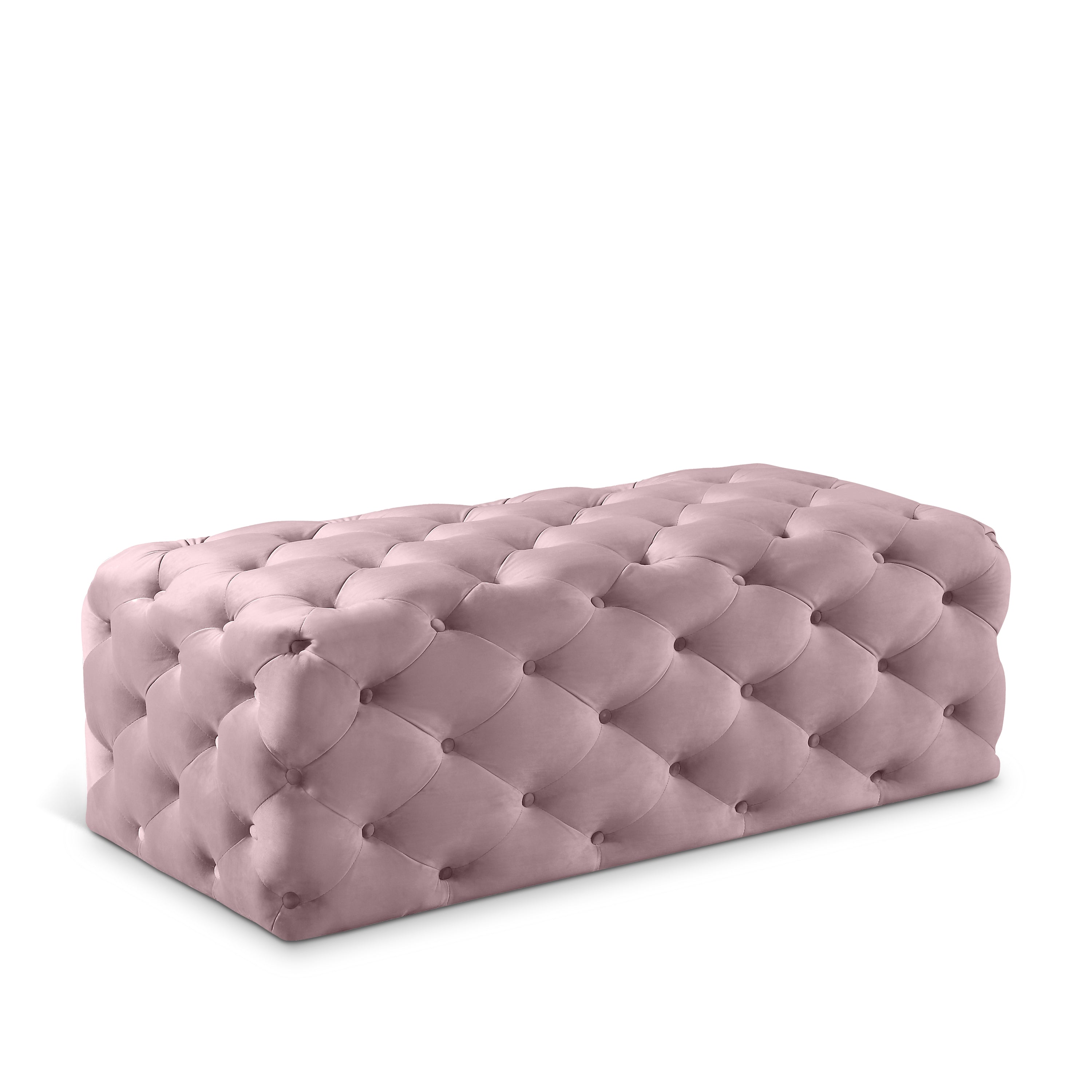 Casey Pink Velvet Ottoman/Bench