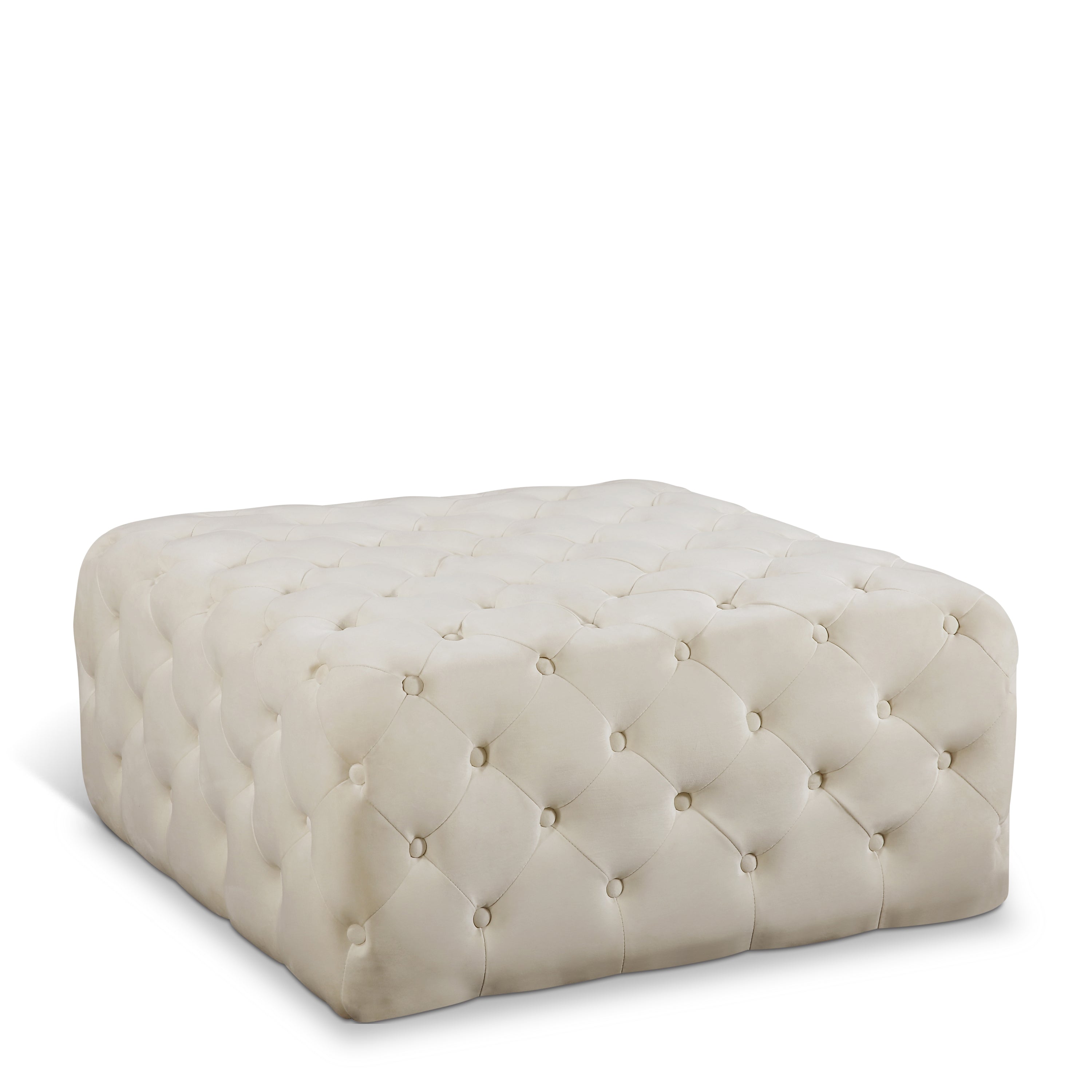 Ariel Cream Velvet Ottoman/Bench