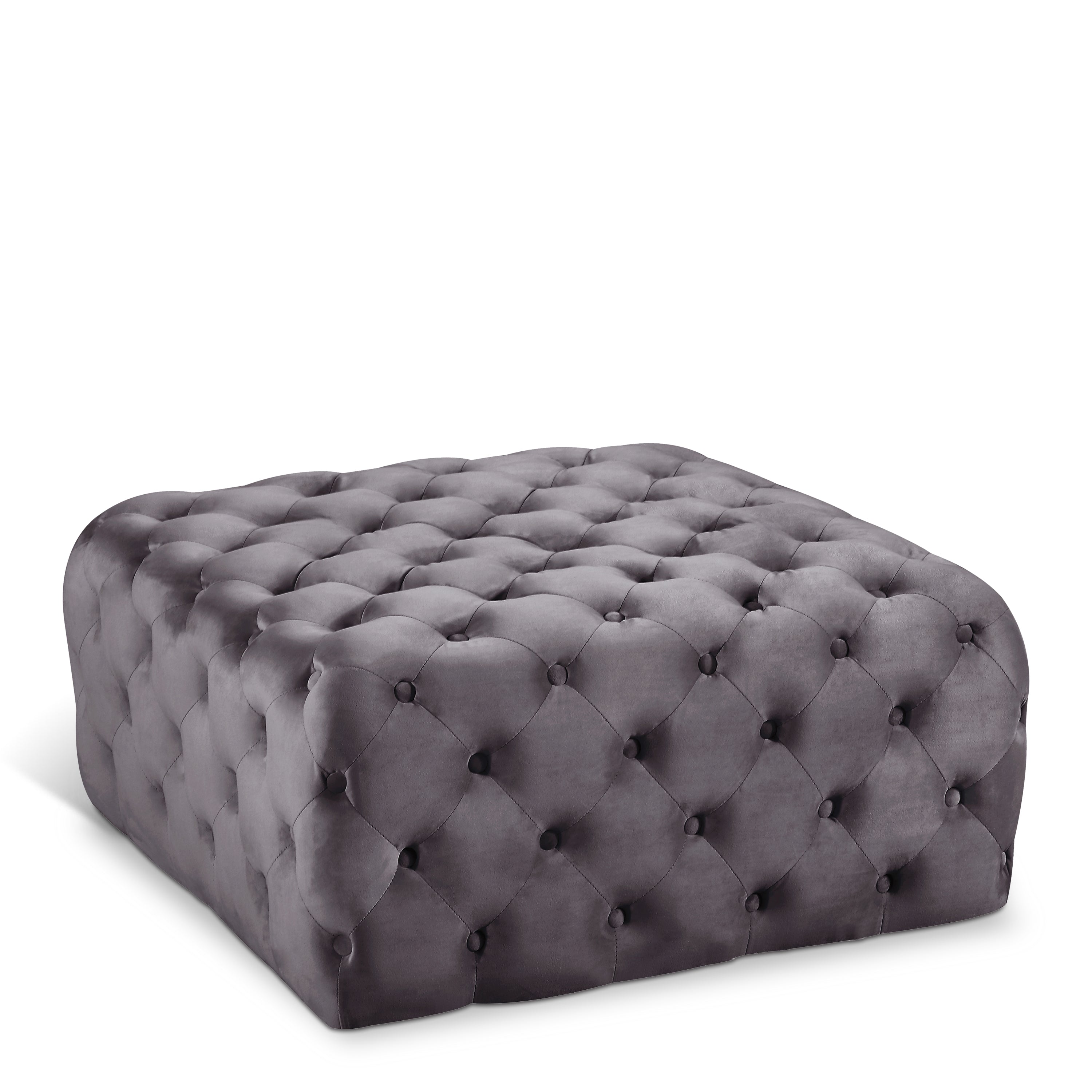 Ariel Grey Velvet Ottoman/Bench