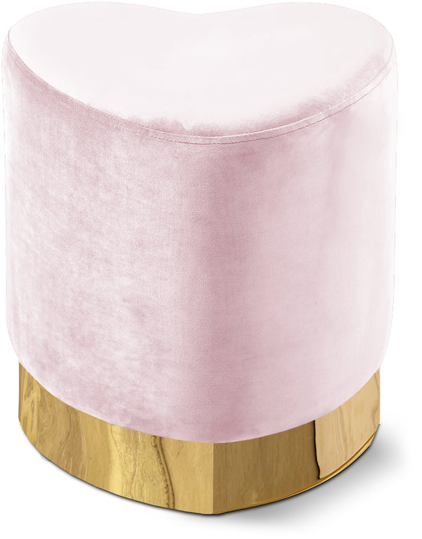 Heart Pink Velvet Ottoman/Stool