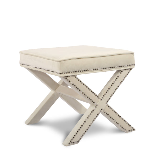 Nixon Cream Velvet Ottoman/Bench