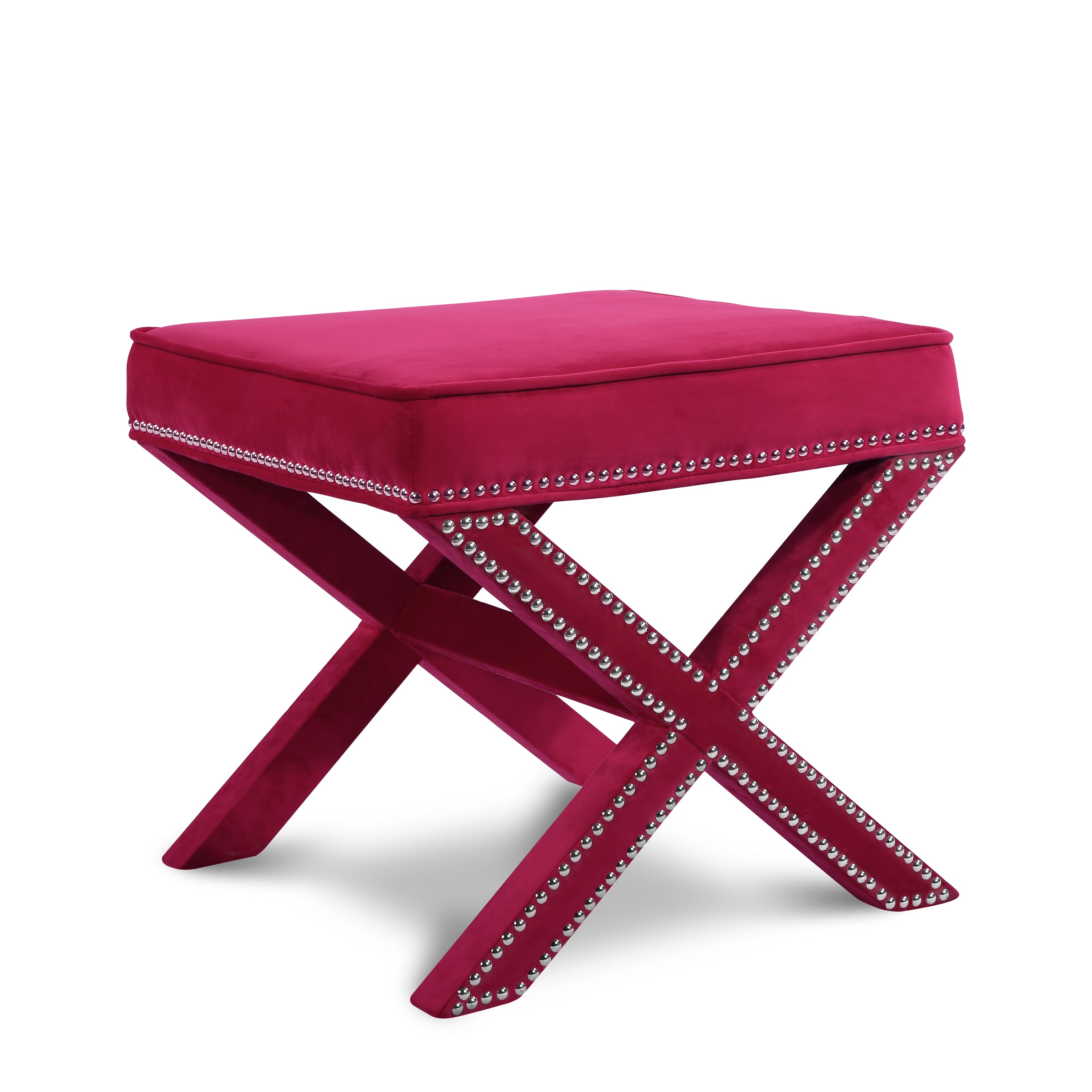 Nixon Pink Velvet Ottoman/Bench