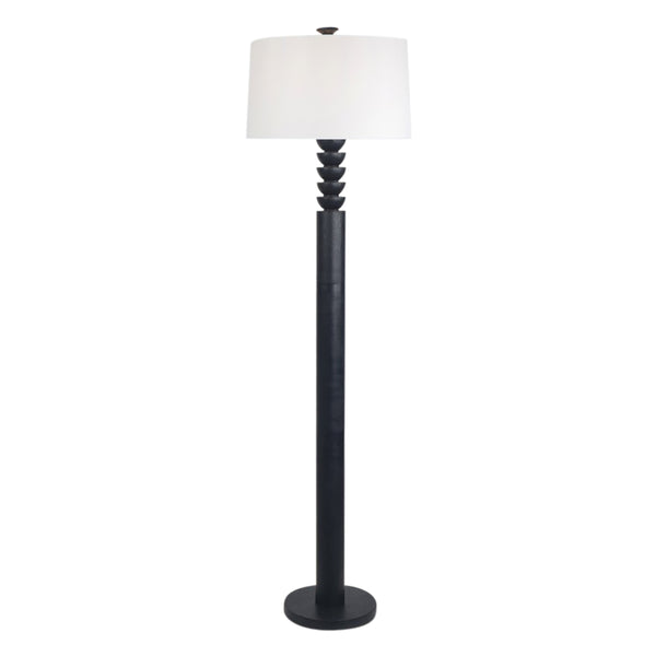 61" Carved Totem Floor Lamp, Black