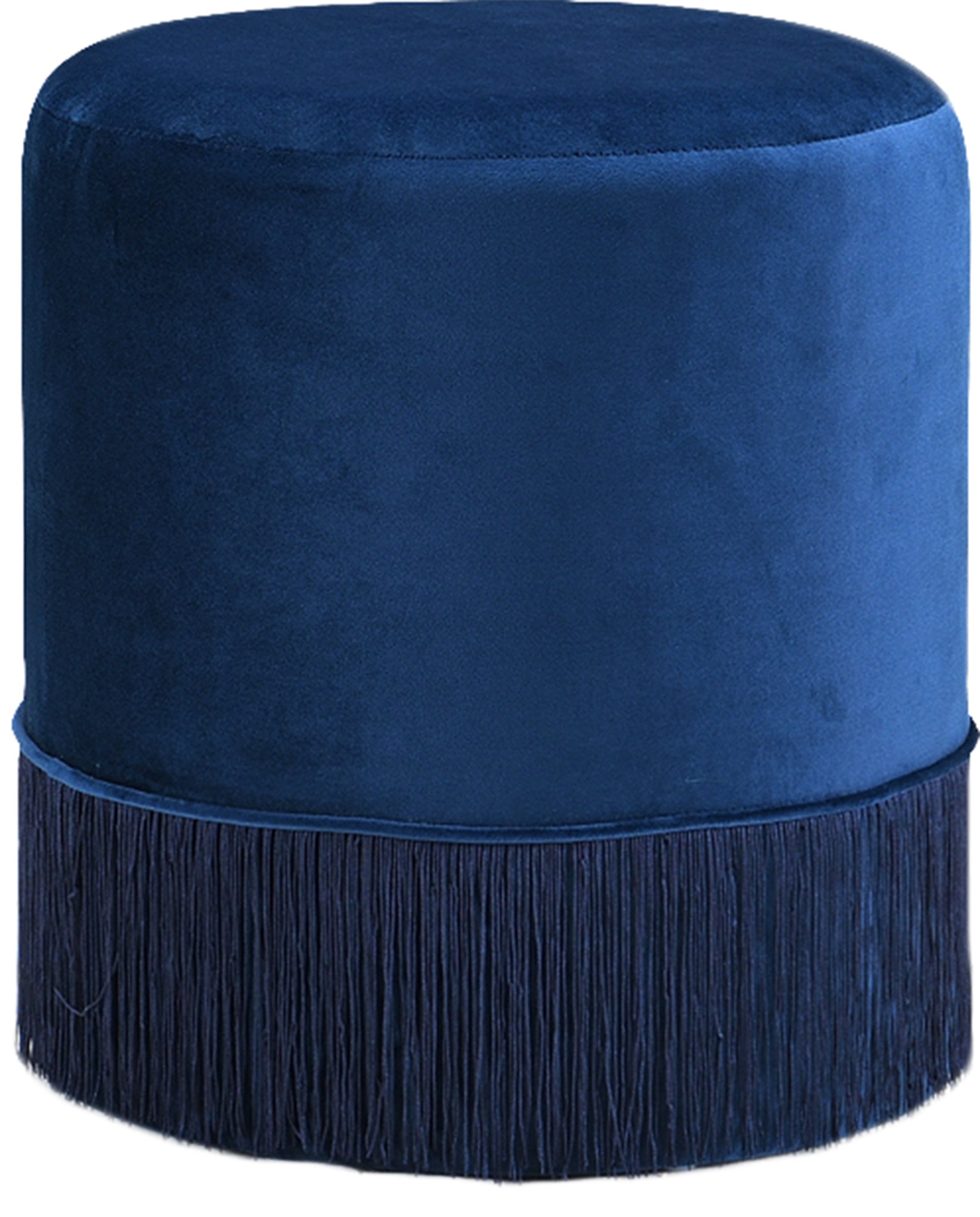 Teddy Navy Velvet Ottoman/Stool