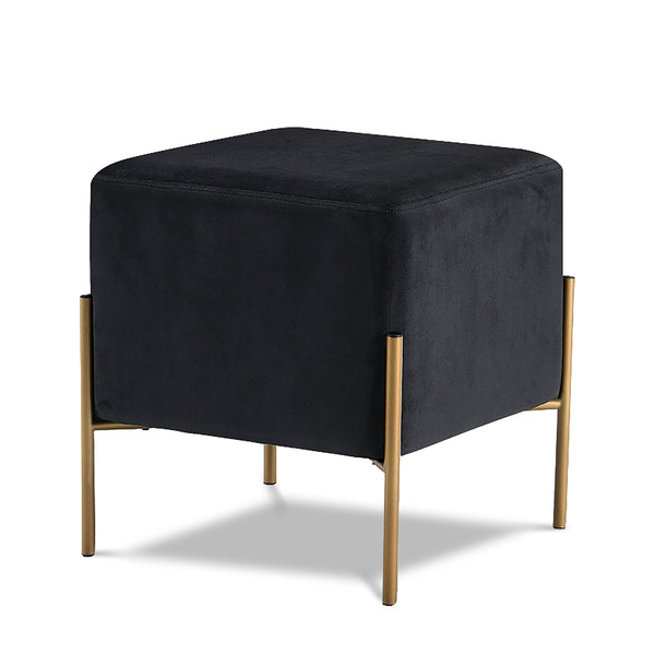 Isla Black Velvet Ottoman/Stool