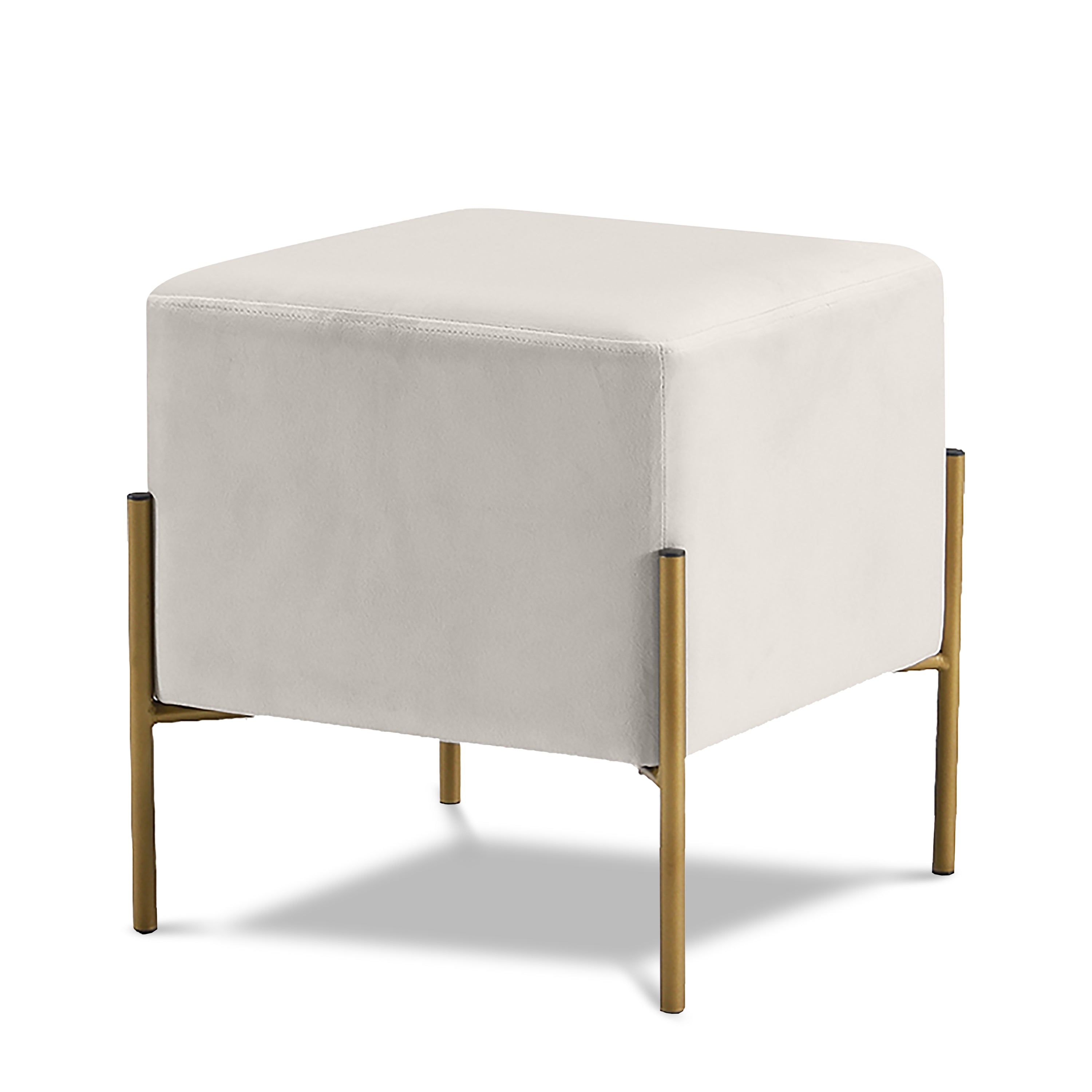 Isla Cream Velvet Ottoman/Stool