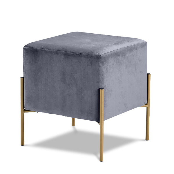 Isla Grey Velvet Ottoman/Stool