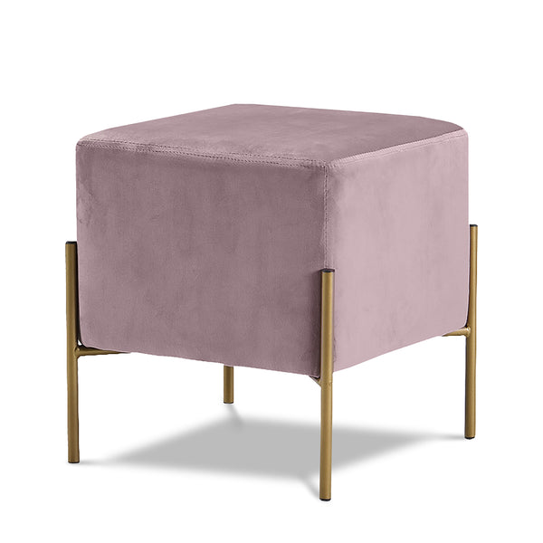 Isla Pink Velvet Ottoman/Stool