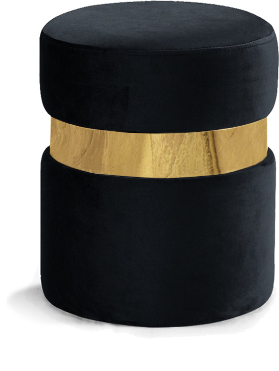 Hailey Black Velvet Ottoman/Stool