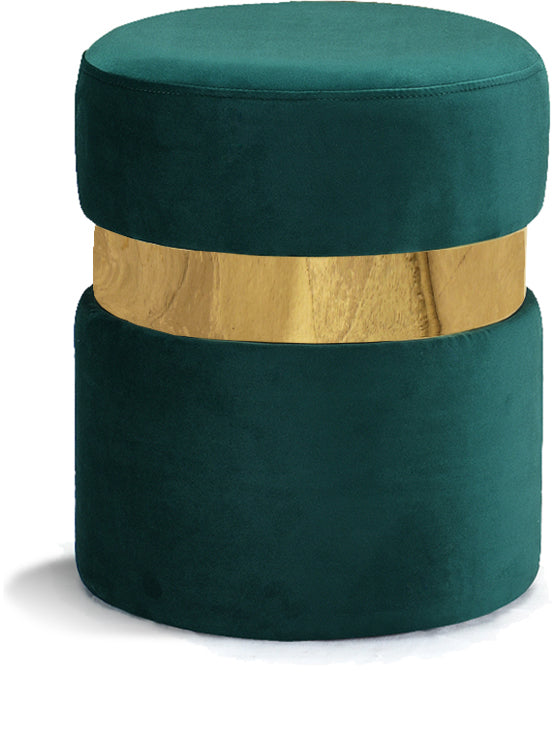 Hailey Green Velvet Ottoman/Stool