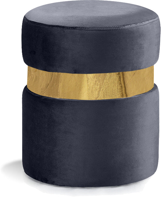 Hailey Grey Velvet Ottoman/Stool