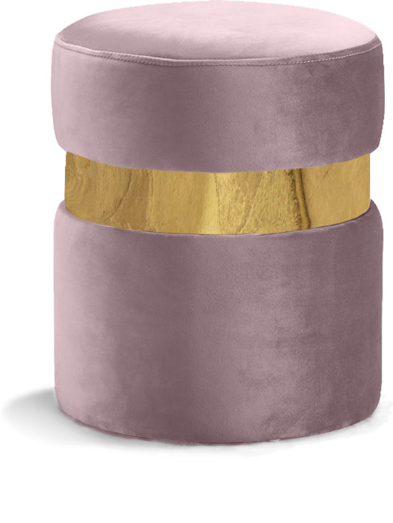 Hailey Pink Velvet Ottoman/Stool