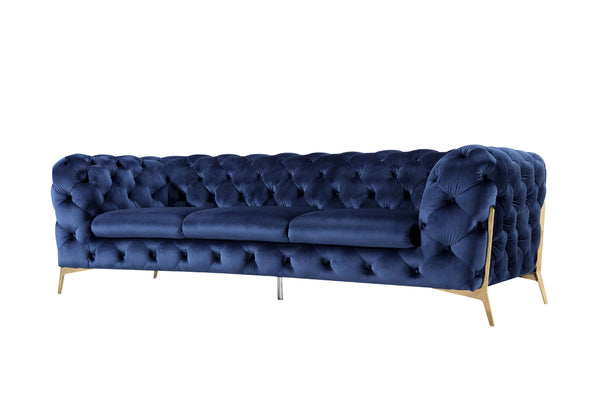 Divani Casa Sheila Modern Dark Blue Fabric Sofa Set