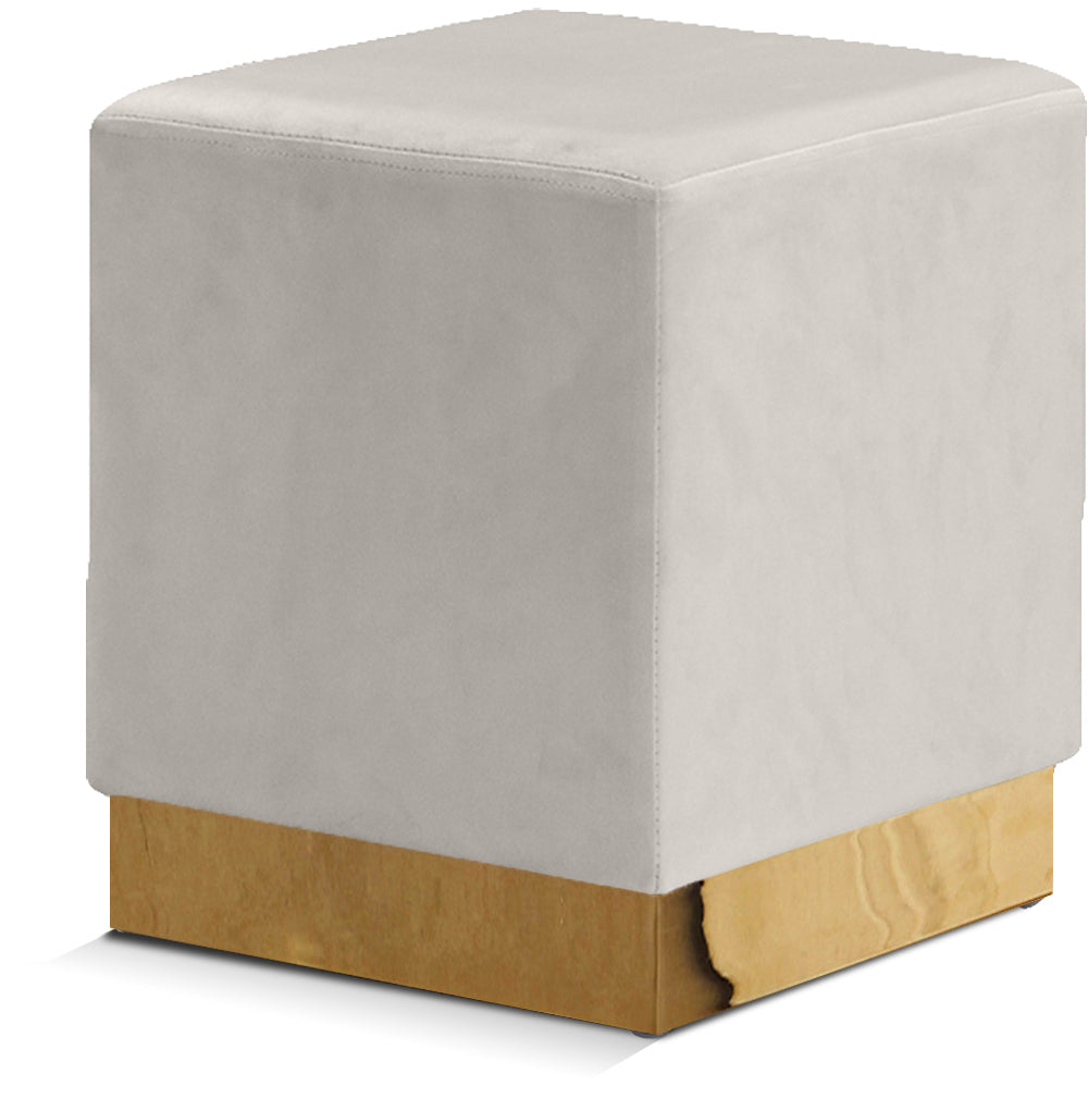 Jax Cream Velvet Ottoman/Stool