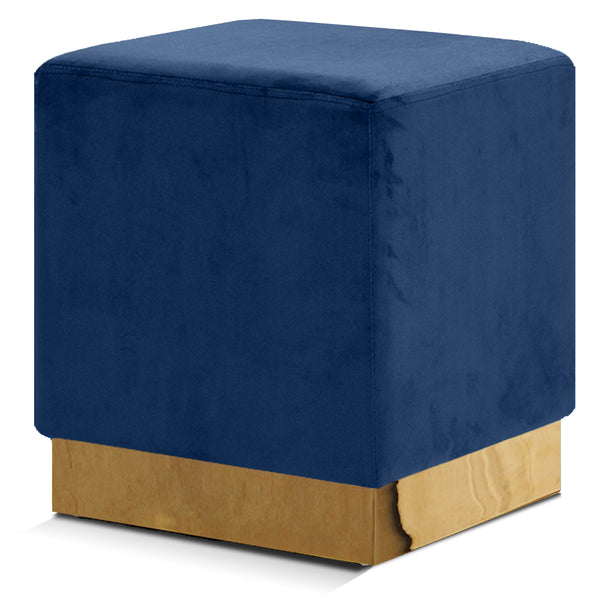 Jax Navy Velvet Ottoman/Stool