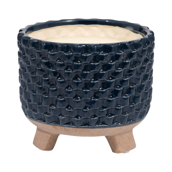 7" 27 Oz Ocean Mist Woven Candle, Navy